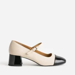 Eram Escarpins^Babies à bout et talon verni noir BEIGE