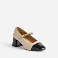 Eram Escarpins^Babies à bout et talon verni noir BEIGE