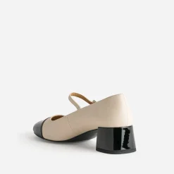 Eram Escarpins^Babies à bout et talon verni noir BEIGE