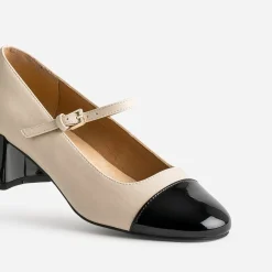 Eram Escarpins^Babies à bout et talon verni noir BEIGE