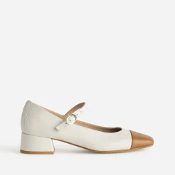 Eram Escarpins^Babies bicolores et cognac cuir BEIGE