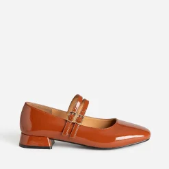 Eram Ballerines^Babies verni fines brides COGNAC