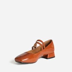 Eram Ballerines^Babies verni fines brides COGNAC