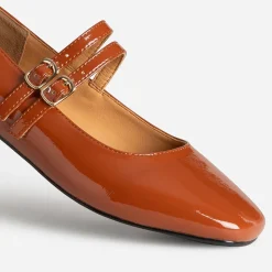 Eram Ballerines^Babies verni fines brides COGNAC