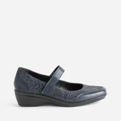 FRANCE ARNO Ballerines^Babies compensée cuir MARINE
