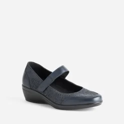 FRANCE ARNO Ballerines^Babies compensée cuir MARINE