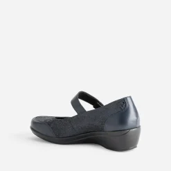 FRANCE ARNO Ballerines^Babies compensée cuir MARINE