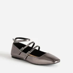 Eram Ballerines^Babies foncé métallisé à triple bride GRIS