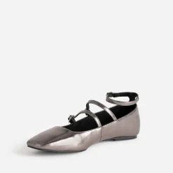 Eram Ballerines^Babies foncé métallisé à triple bride GRIS