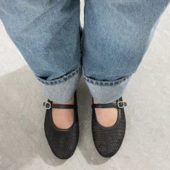 Eram Ballerines^Babies e résille tressée boucle strass NOIR