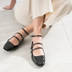 Eram Ballerines^Babies e vernie à triple bride NOIR