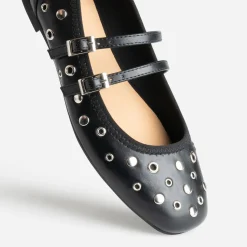 Eram Ballerines^Babies es décor œillets et clous NOIR