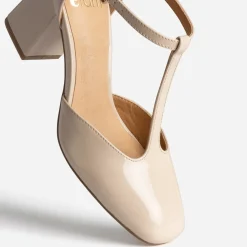 Eram Escarpins^Babies salomé vernie à talon BEIGE