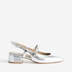 Eram Escarpins^Babies slingback en cuir lisse ARGENT
