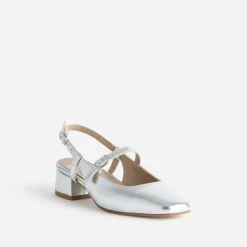 Eram Escarpins^Babies slingback en cuir lisse ARGENT