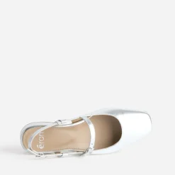 Eram Escarpins^Babies slingback en cuir lisse ARGENT