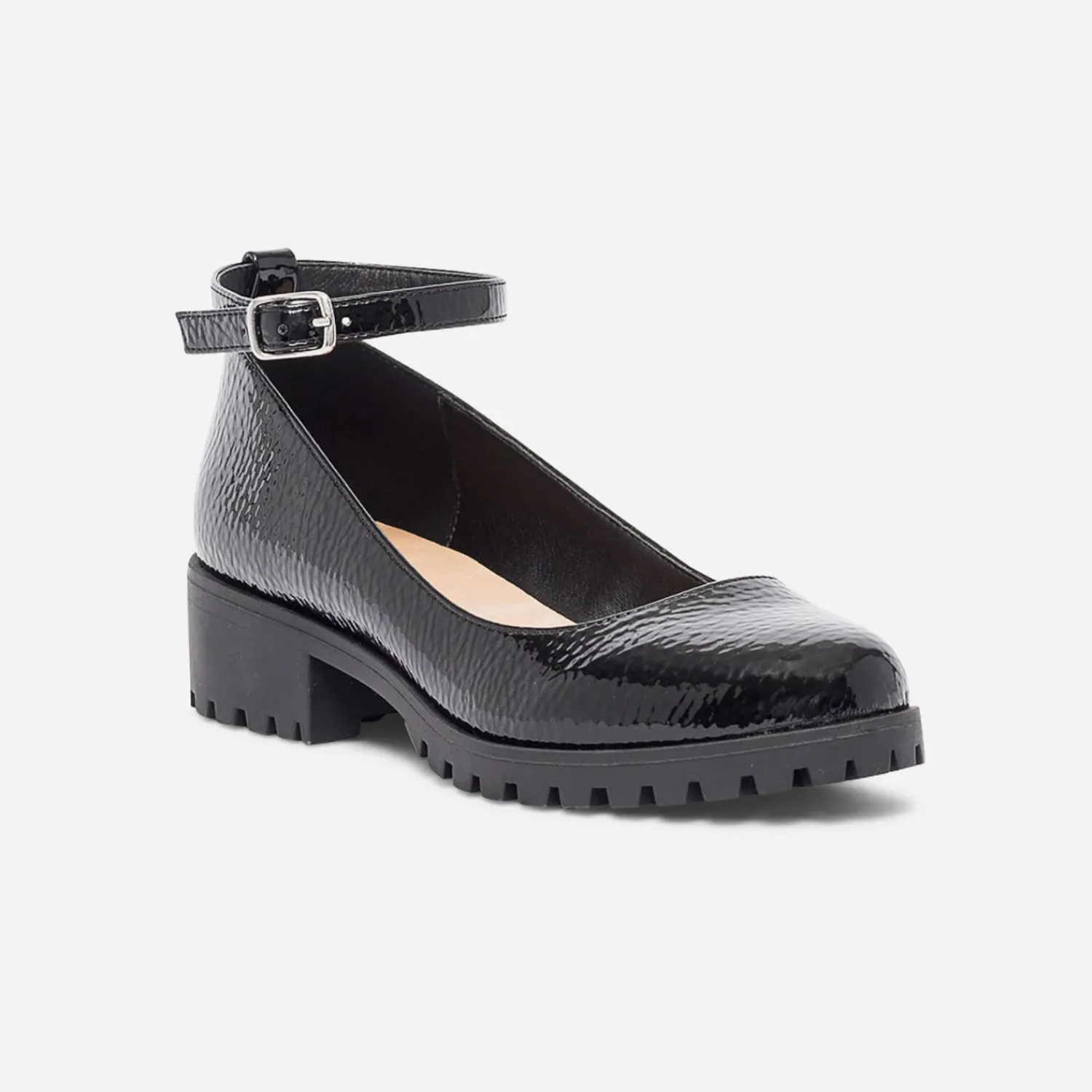 Texto Ballerines^Babies e vernie à semelle crantée NOIR