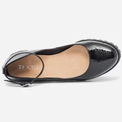 Texto Ballerines^Babies e vernie à semelle crantée NOIR