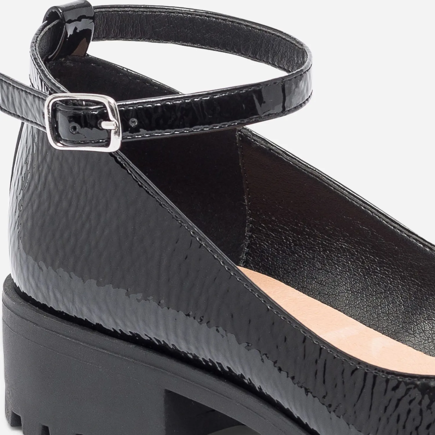 Texto Ballerines^Babies e vernie à semelle crantée NOIR