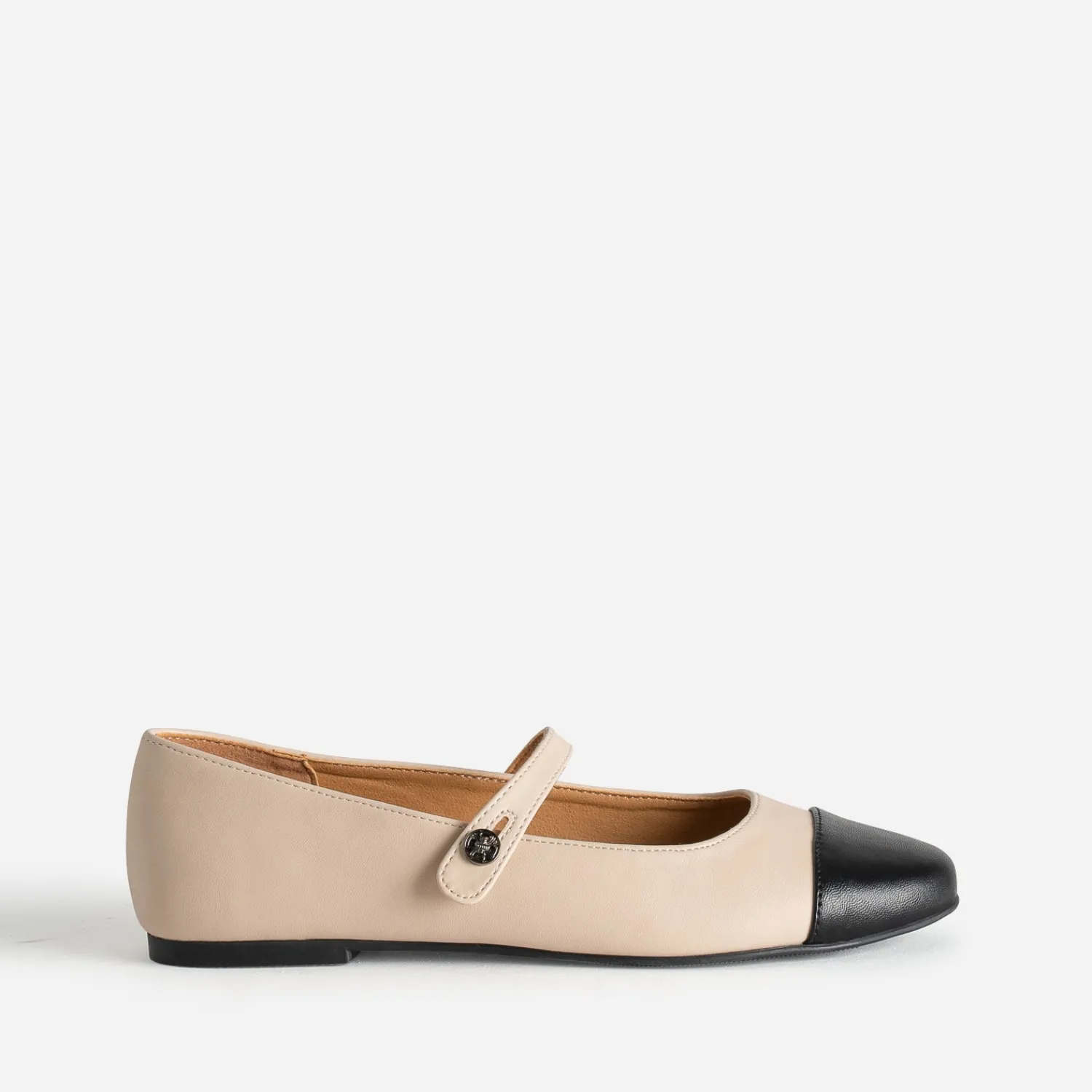 Eram Ballerines^Ballerine bout noir à bride BEIGE