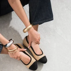 Eram Ballerines^Ballerine tressée bout noir BEIGE