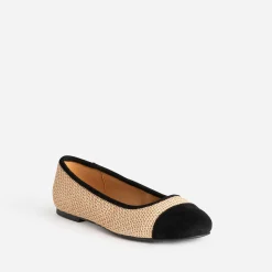 Eram Ballerines^Ballerine tressée bout noir BEIGE
