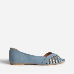 Eram Ballerines^Ballerine pastel suédée et dorée open-toe BLEU