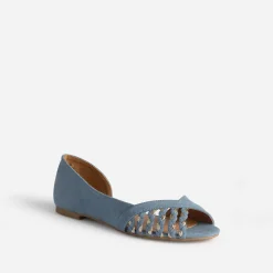 Eram Ballerines^Ballerine pastel suédée et dorée open-toe BLEU