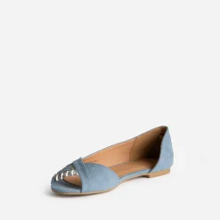 Eram Ballerines^Ballerine pastel suédée et dorée open-toe BLEU