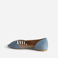 Eram Ballerines^Ballerine pastel suédée et dorée open-toe BLEU