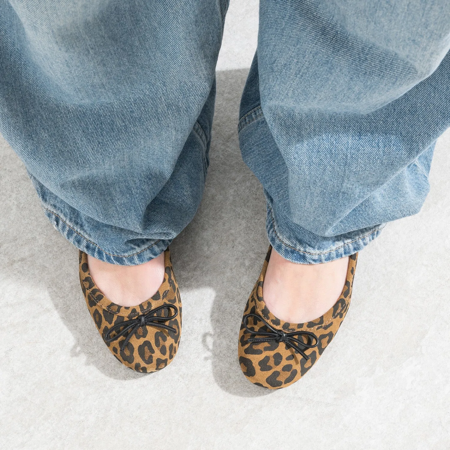Eram Ballerines^Ballerine camel cuir velours motif léopard IMPRIME