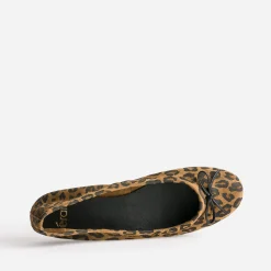 Eram Ballerines^Ballerine camel cuir velours motif léopard IMPRIME
