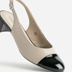 Caprice Ballerines|Escarpins^Ballerine cuir bout et talon noirs vernis BEIGE