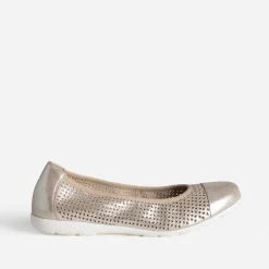 Caprice Ballerines^Ballerine dée élastiquée cuir ajouré OR