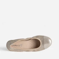 Caprice Ballerines^Ballerine dée élastiquée cuir ajouré OR