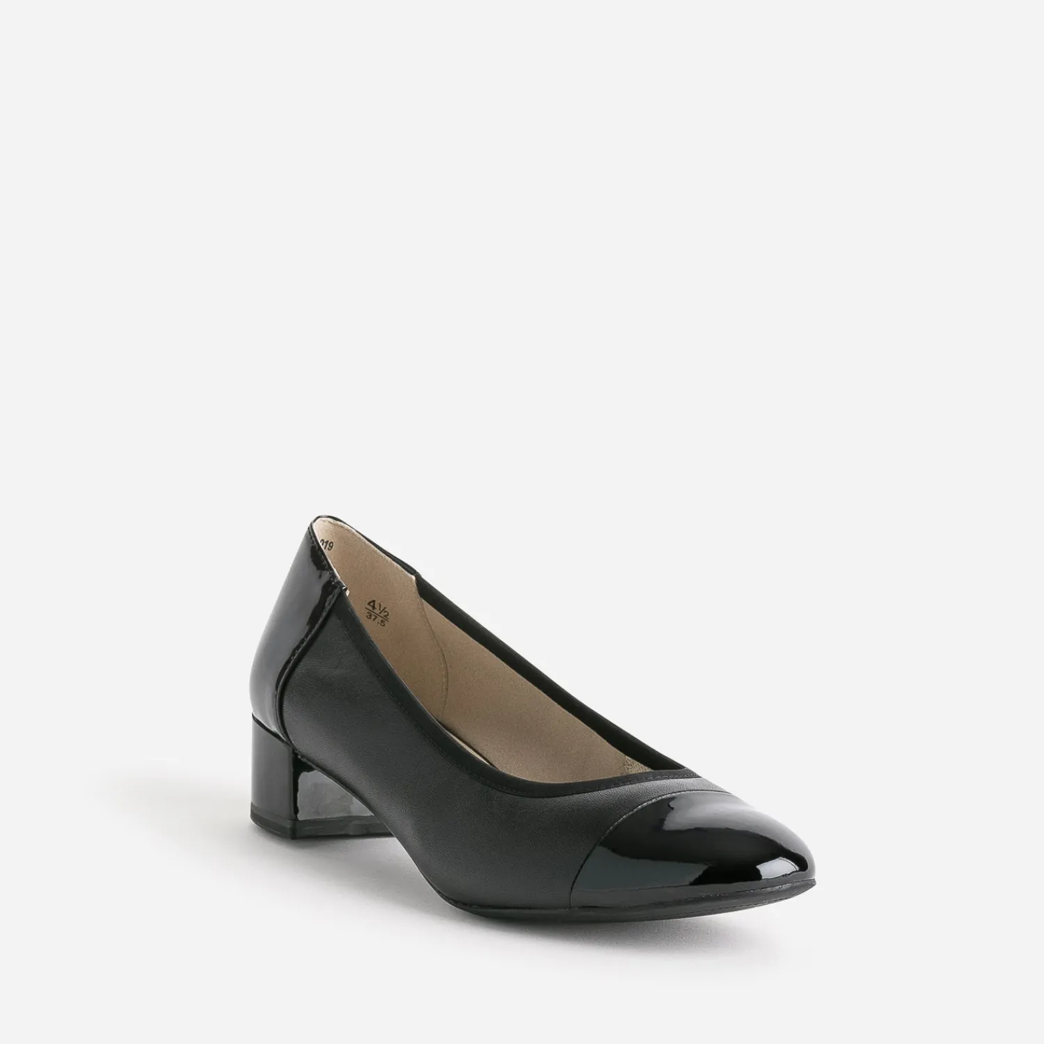 Caprice Escarpins|Ballerines^Ballerine cuir bout et talon vernis NOIR