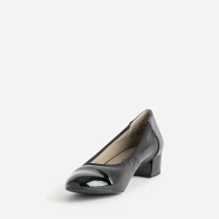 Caprice Escarpins|Ballerines^Ballerine cuir bout et talon vernis NOIR