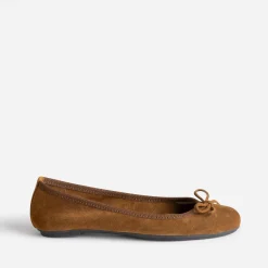 Eram Ballerines^Ballerine cognac en cuir velours à petit nœud BEIGE