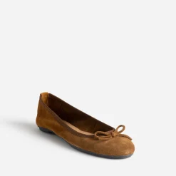 Eram Ballerines^Ballerine cognac en cuir velours à petit nœud BEIGE