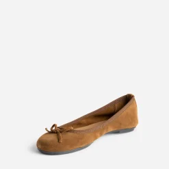 Eram Ballerines^Ballerine cognac en cuir velours à petit nœud BEIGE