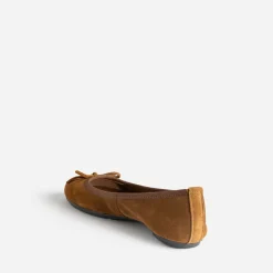 Eram Ballerines^Ballerine cognac en cuir velours à petit nœud BEIGE