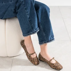 Eram Ballerines^Ballerine marron cuir imprimé léopard IMPRIME