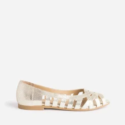Eram Ballerines^Ballerine open-toe en cuir effet python OR