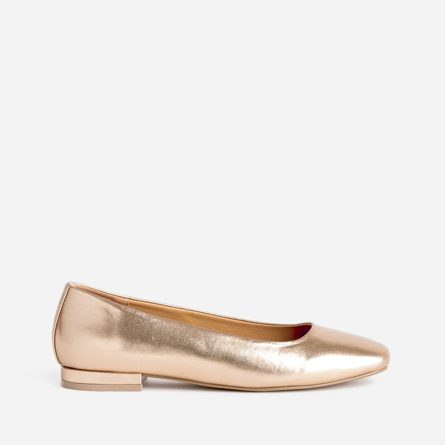 Eram Ballerines^Ballerine rose cuivré métallisé à bout carré METALISE