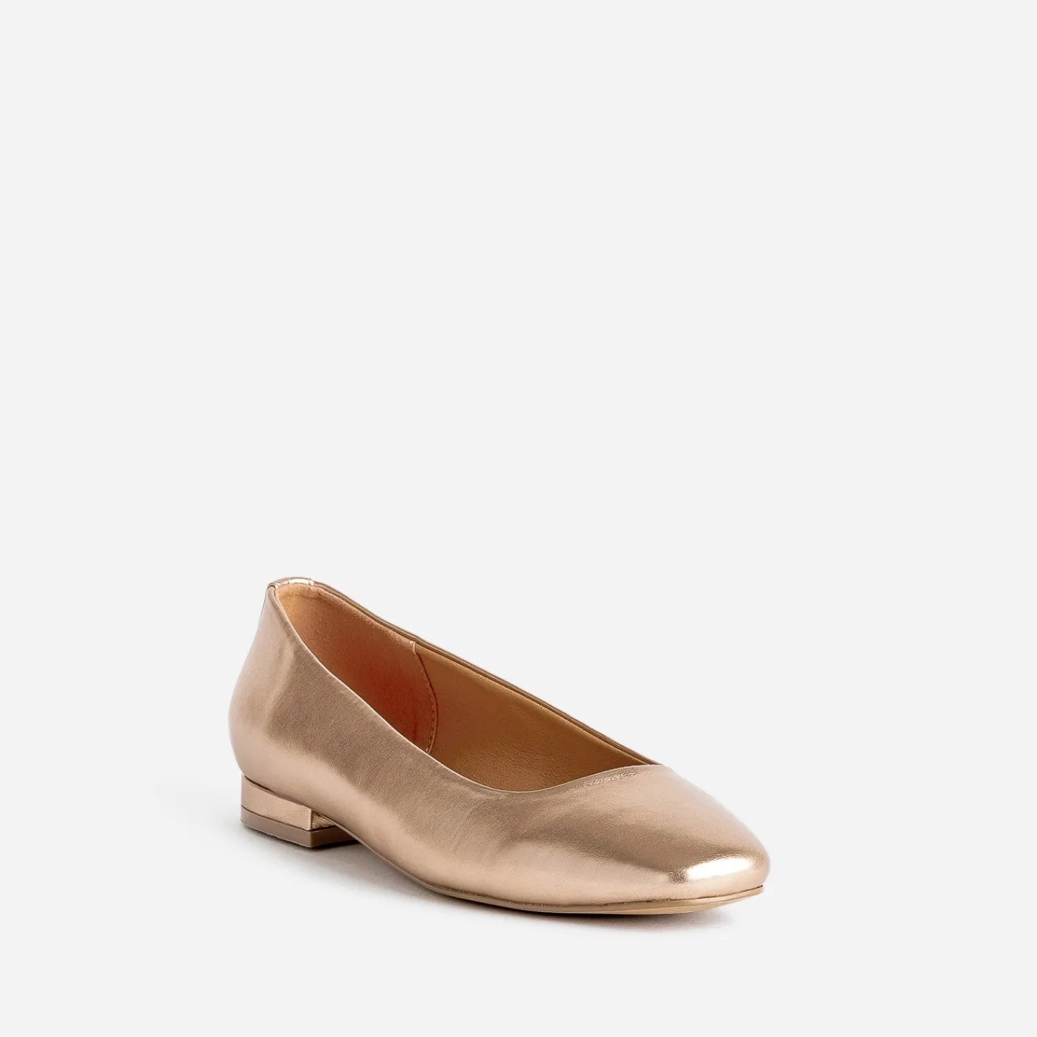 Eram Ballerines^Ballerine rose cuivré métallisé à bout carré METALISE