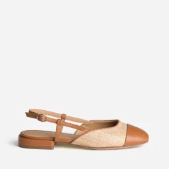Eram Ballerines^Ballerine slingback tressée bout camel BEIGE