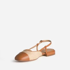 Eram Ballerines^Ballerine slingback tressée bout camel BEIGE