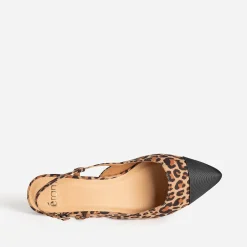 Eram Ballerines^Ballerine slingback beige effet léopard IMPRIME
