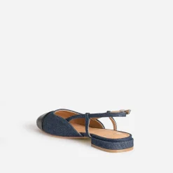 Eram Ballerines^Ballerine slingback bleu denim brut bout noir MARINE