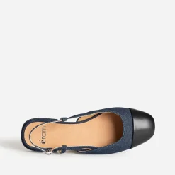Eram Ballerines^Ballerine slingback bleu denim brut bout noir MARINE